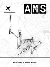 Lade das Bild in den Galerie-Viewer, Amsterdam Schiphol Airport (Flughafen AMS / EHAM) Poster - Minimal Design