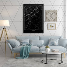 Lade das Bild in den Galerie-Viewer, Ansfelden Dark Poster - Minimal - Vorschau in einem hell eingerichtetem Wohnzimmer