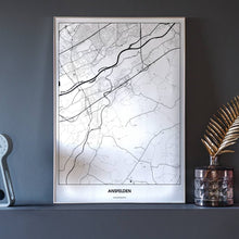Lade das Bild in den Galerie-Viewer, Ansfelden Light Poster - Minimal - Vorschau neben Dekoartikeln vor dunkelgrauer Wand
