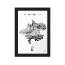 Lade das Bild in den Galerie-Viewer, Oberösterreich 3D-Relief Schwarz-Weiß Kunstdruck Detailansicht