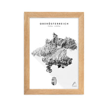 Lade das Bild in den Galerie-Viewer, Oberösterreich 3D-Relief Schwarz-Weiß Kunstdruck Detailansicht