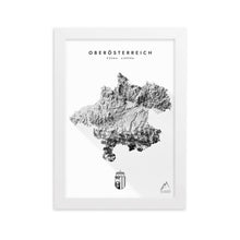 Lade das Bild in den Galerie-Viewer, Oberösterreich 3D-Relief Schwarz-Weiß Kunstdruck Detailansicht