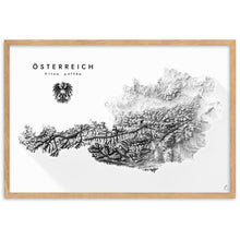 Lade das Bild in den Galerie-Viewer, Österreich 3D-Relief Schwarz-Weiß Kunstdruck Detailansicht
