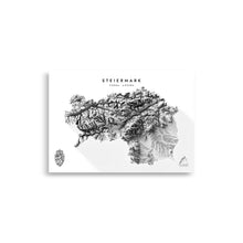 Lade das Bild in den Galerie-Viewer, Steiermark 3D-Relief Schwarz-Weiß Kunstdruck Detailansicht