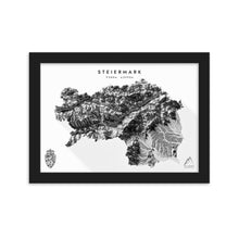 Lade das Bild in den Galerie-Viewer, Steiermark 3D-Relief Schwarz-Weiß Kunstdruck Detailansicht
