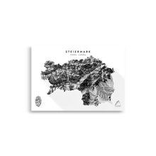 Lade das Bild in den Galerie-Viewer, Steiermark 3D-Relief Schwarz-Weiß Kunstdruck Detailansicht