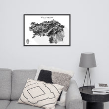 Lade das Bild in den Galerie-Viewer, Steiermark 3D-Relief Schwarz-Weiß Kunstdruck im Wohnraum
