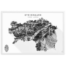 Lade das Bild in den Galerie-Viewer, Steiermark 3D-Relief Schwarz-Weiß Kunstdruck Detailansicht
