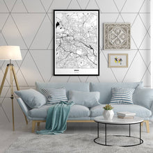 Lade das Bild in den Galerie-Viewer, Berlin Light Poster - Minimal - Vorschau in einem hell eingerichtetem Wohnzimmer