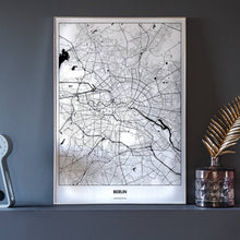 Lade das Bild in den Galerie-Viewer, Berlin Light Poster - Minimal - Vorschau neben Dekoartikeln vor dunkelgrauer Wand