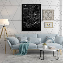 Lade das Bild in den Galerie-Viewer, Bochum Dark Poster - Minimal - Vorschau in einem hell eingerichtetem Wohnzimmer