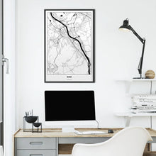 Lade das Bild in den Galerie-Viewer, Bonn Light Poster - Minimal - Vorschau über Schreibtisch vor einer weißen Wand