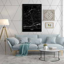 Lade das Bild in den Galerie-Viewer, Bottrop Dark Poster - Minimal - Vorschau in einem hell eingerichtetem Wohnzimmer