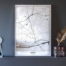 Lade das Bild in den Galerie-Viewer, Bottrop Light Poster - Minimal - Vorschau neben Dekoartikeln vor dunkelgrauer Wand