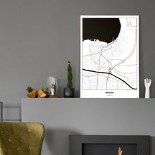 Lade das Bild in den Galerie-Viewer, Bregenz Light Poster - Minimal - Vorschau in einem eleganten Zimmer mit Kamin und grauer Wandfarbe