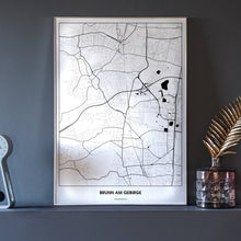 Lade das Bild in den Galerie-Viewer, Brunn am Gebirge Light Poster - Minimal - Vorschau neben Dekoartikeln vor dunkelgrauer Wand