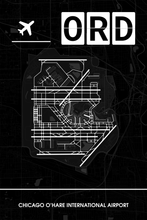 Lade das Bild in den Galerie-Viewer, Chicago O’Hare International Airport (Flughafen ORD / KORD) Dark Poster - Minimal - Detailansicht