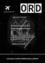 Lade das Bild in den Galerie-Viewer, Chicago O’Hare International Airport (Flughafen ORD / KORD) Poster - Minimal Design