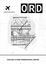 Lade das Bild in den Galerie-Viewer, Chicago O’Hare International Airport (Flughafen ORD / KORD) Poster - Minimal Design