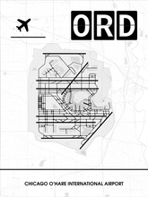 Lade das Bild in den Galerie-Viewer, Chicago O’Hare International Airport (Flughafen ORD / KORD) Poster - Minimal Design