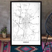 Lade das Bild in den Galerie-Viewer, Darmstadt Light Poster - Minimal - Vorschau aufgestellt auf Boden an grauer Wand angelehnt