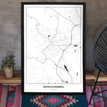 Lade das Bild in den Galerie-Viewer, Deutschlandsberg Light Poster - Minimal - Vorschau aufgestellt auf Boden an grauer Wand angelehnt