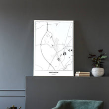 Lade das Bild in den Galerie-Viewer, Ebreichsdorf Light Poster - Minimal - Vorschau in einem eleganten Zimmer mit Sessel und grauer Wand