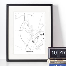 Lade das Bild in den Galerie-Viewer, Ebreichsdorf Light Poster - Minimal - Vorschau vor weißer Wand zusammen mit Dekoartikeln