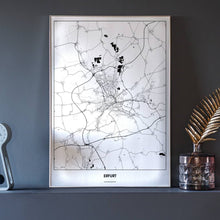 Lade das Bild in den Galerie-Viewer, Erfurt Light Poster - Minimal - Vorschau neben Dekoartikeln vor dunkelgrauer Wand
