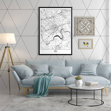 Lade das Bild in den Galerie-Viewer, Essen Light Poster - Minimal - Vorschau in einem hell eingerichtetem Wohnzimmer