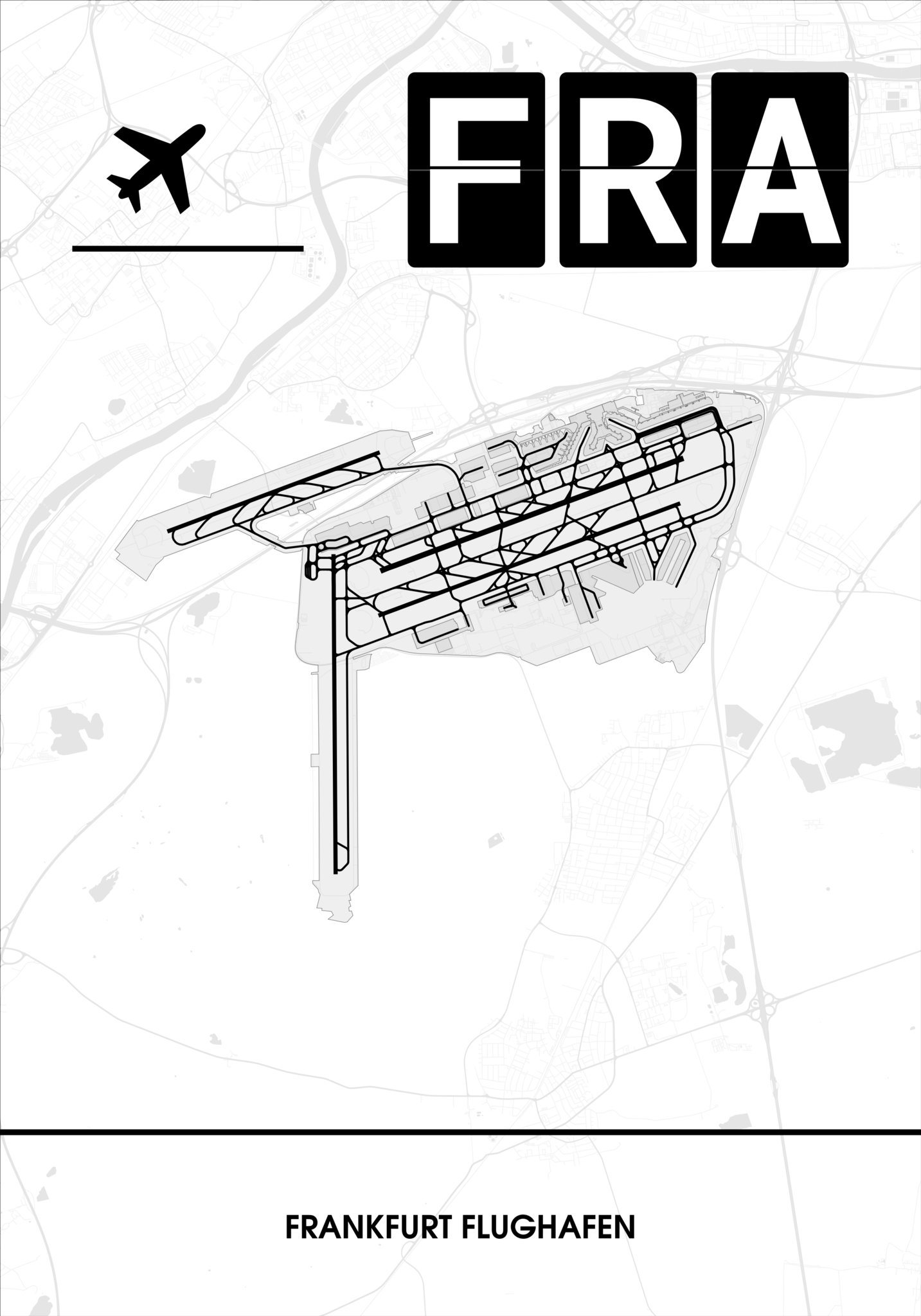 Frankfurt Flughafen (FRA / EDDF) Poster - Minimal Design