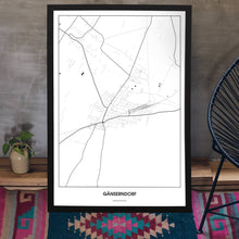 Lade das Bild in den Galerie-Viewer, GĂ€nserndorf Light Poster - Minimal - Vorschau aufgestellt auf Boden an grauer Wand angelehnt