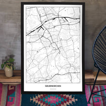 Lade das Bild in den Galerie-Viewer, Gelsenkirchen Light Poster - Minimal - Vorschau aufgestellt auf Boden an grauer Wand angelehnt