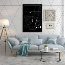Lade das Bild in den Galerie-Viewer, Gerasdorf bei Wien Dark Poster - Minimal - Vorschau in einem hell eingerichtetem Wohnzimmer