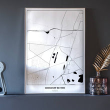 Lade das Bild in den Galerie-Viewer, Gerasdorf bei Wien Light Poster - Minimal - Vorschau neben Dekoartikeln vor dunkelgrauer Wand