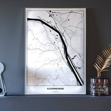 Lade das Bild in den Galerie-Viewer, Klosterneuburg Light Poster - Minimal - Vorschau neben Dekoartikeln vor dunkelgrauer Wand