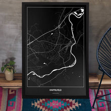 Lade das Bild in den Galerie-Viewer, Knittelfeld Dark Poster - Minimal - Vorschau aufgestellt auf Boden an grauer Wand angelehnt