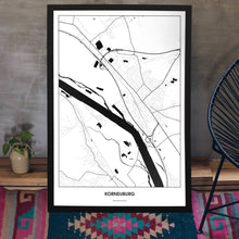 Lade das Bild in den Galerie-Viewer, Korneuburg Light Poster - Minimal - Vorschau aufgestellt auf Boden an grauer Wand angelehnt