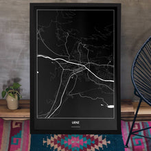 Lade das Bild in den Galerie-Viewer, Lienz Dark Poster - Minimal - Vorschau aufgestellt auf Boden an grauer Wand angelehnt