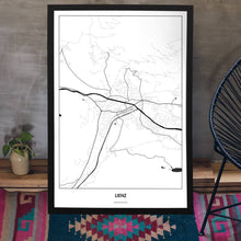 Lade das Bild in den Galerie-Viewer, Lienz Light Poster - Minimal - Vorschau aufgestellt auf Boden an grauer Wand angelehnt