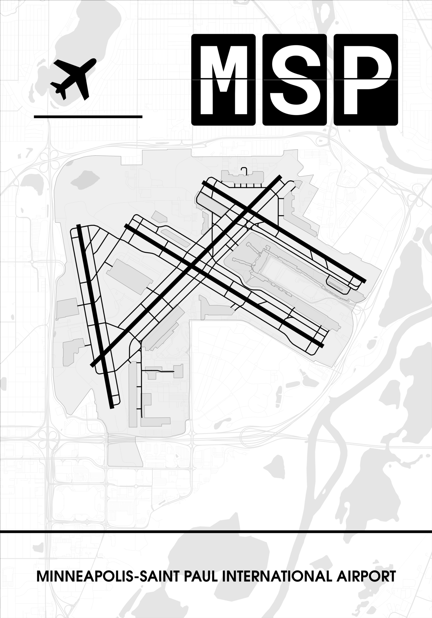 Minneapolis-Saint Paul International Airport (Flughafen MSP / KMSP) Poster - Minimal Design