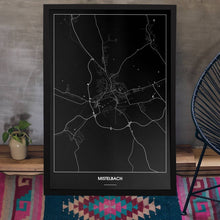 Lade das Bild in den Galerie-Viewer, Mistelbach Dark Poster - Minimal - Vorschau aufgestellt auf Boden an grauer Wand angelehnt