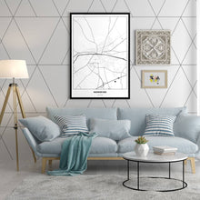Lade das Bild in den Galerie-Viewer, Neunkirchen Light Poster - Minimal - Vorschau in einem hell eingerichtetem Wohnzimmer
