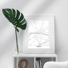 Lade das Bild in den Galerie-Viewer, Neunkirchen Light Poster - Minimal - Vorschau in einem hellen Zimmer auf Möbel positioniert