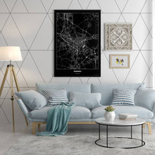 Lade das Bild in den Galerie-Viewer, Nürnberg Dark Poster - Minimal - Vorschau in einem hell eingerichtetem Wohnzimmer
