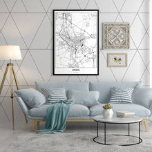 Lade das Bild in den Galerie-Viewer, Nürnberg Light Poster - Minimal - Vorschau in einem hell eingerichtetem Wohnzimmer