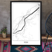 Lade das Bild in den Galerie-Viewer, Schwaz Light Poster - Minimal - Vorschau aufgestellt auf Boden an grauer Wand angelehnt