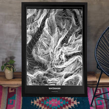 Lade das Bild in den Galerie-Viewer, Watzmann Dark Poster - Minimal - Vorschau aufgestellt auf Boden an grauer Wand angelehnt