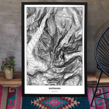 Lade das Bild in den Galerie-Viewer, Watzmann Light Poster - Minimal - Vorschau aufgestellt auf Boden an grauer Wand angelehnt