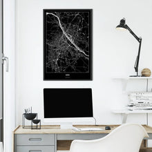 Lade das Bild in den Galerie-Viewer, Wien Dark Poster - Minimal - Vorschau über Schreibtisch vor einer weißen Wand